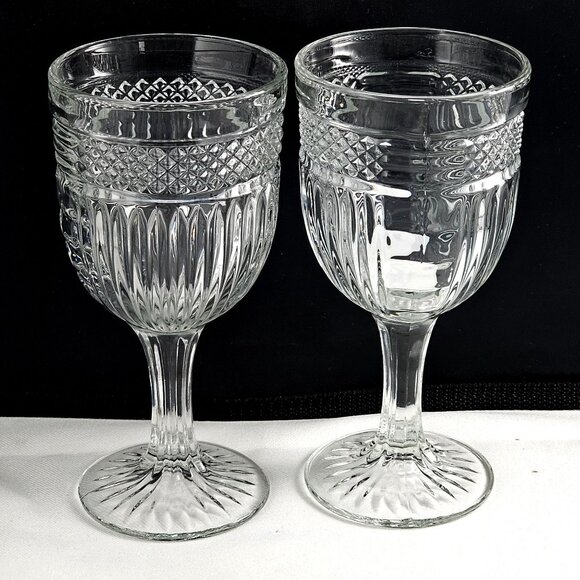 Libbey Glass Radiant Patterned Water Goblets 7" maximalism midcentury retro (2) - Picture 1 of 10